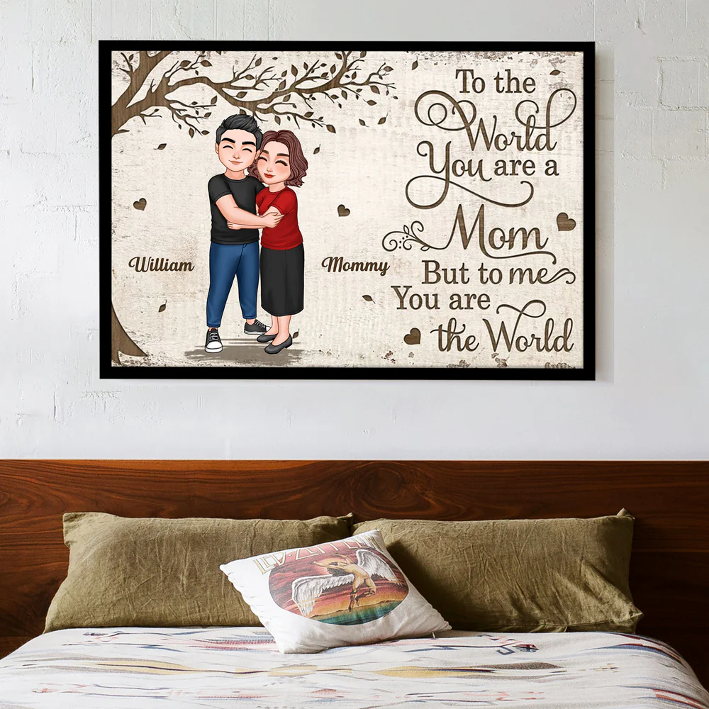 To the World You Are a Mom, But to Me You Are the World – Custom Poster Heartwarming Mother's Day Gift for Mom and Daughter - Image 4