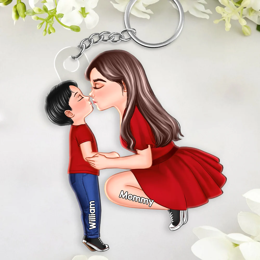 Heartfelt Mother-Daughter Kiss – Custom Acrylic Keychain, Sentimental Gift for Mother or Daughter - Image 6