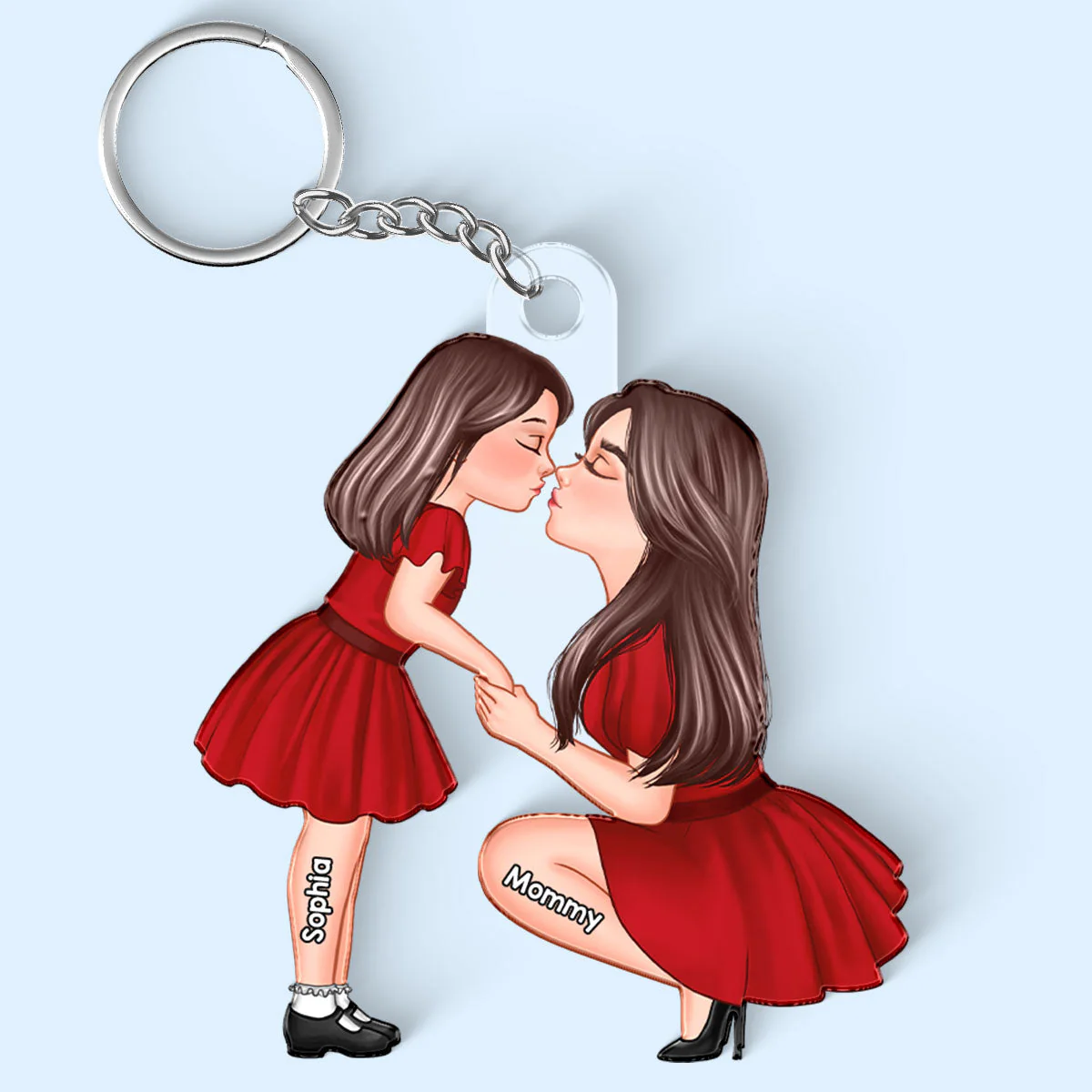 Heartfelt Mother-Daughter Kiss – Custom Acrylic Keychain, Sentimental Gift for Mother or Daughter - Image 7
