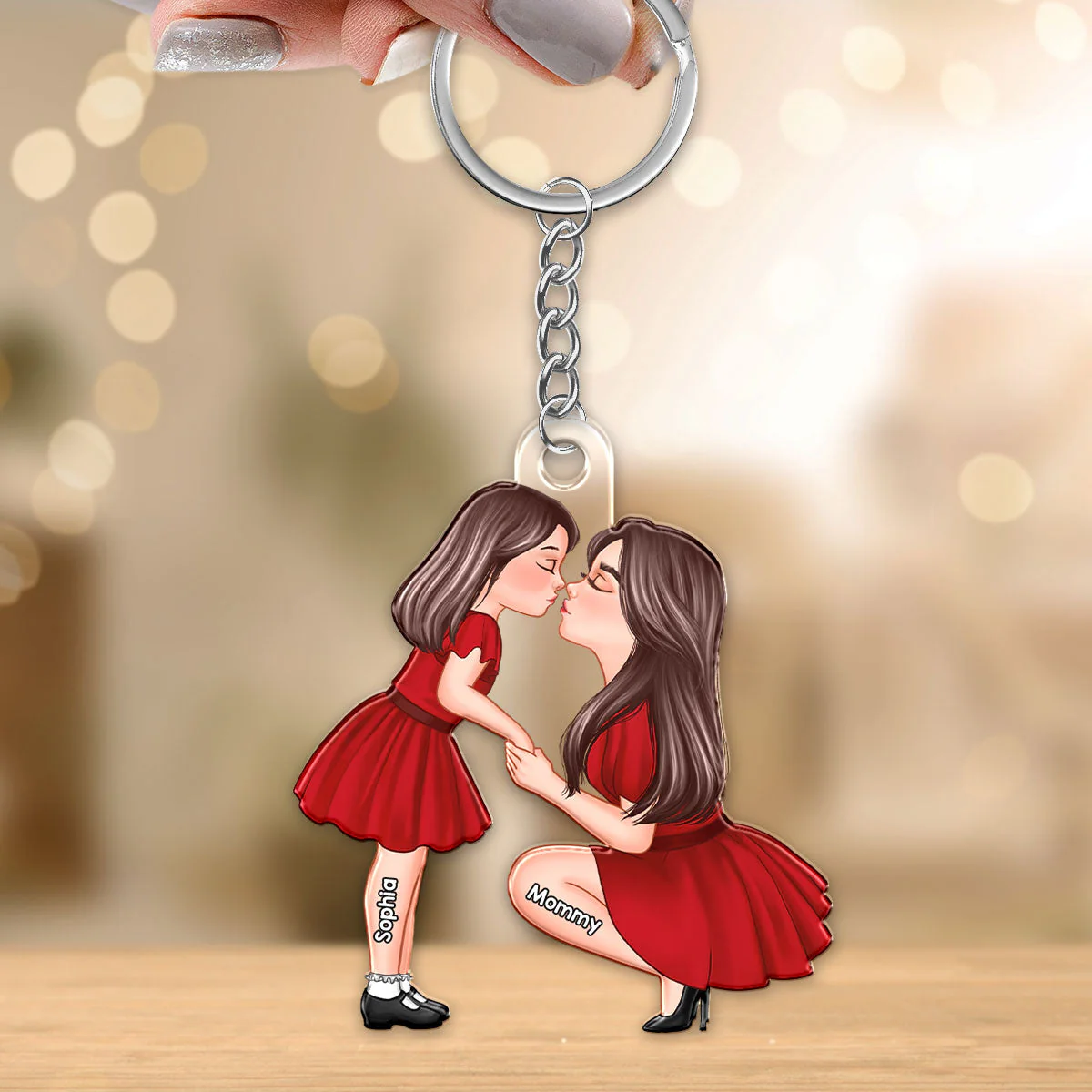 Heartfelt Mother-Daughter Kiss – Custom Acrylic Keychain, Sentimental Gift for Mother or Daughter - Image 9