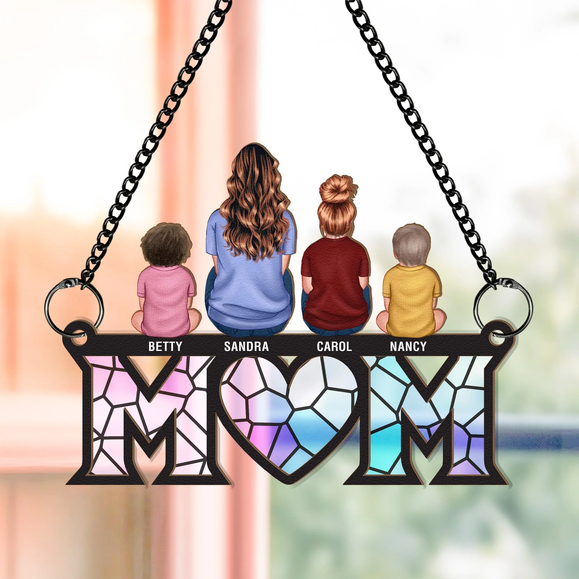 Custom Wood & Acrylic Ornament with Heartwarming Mother-Kids Design - Image 6