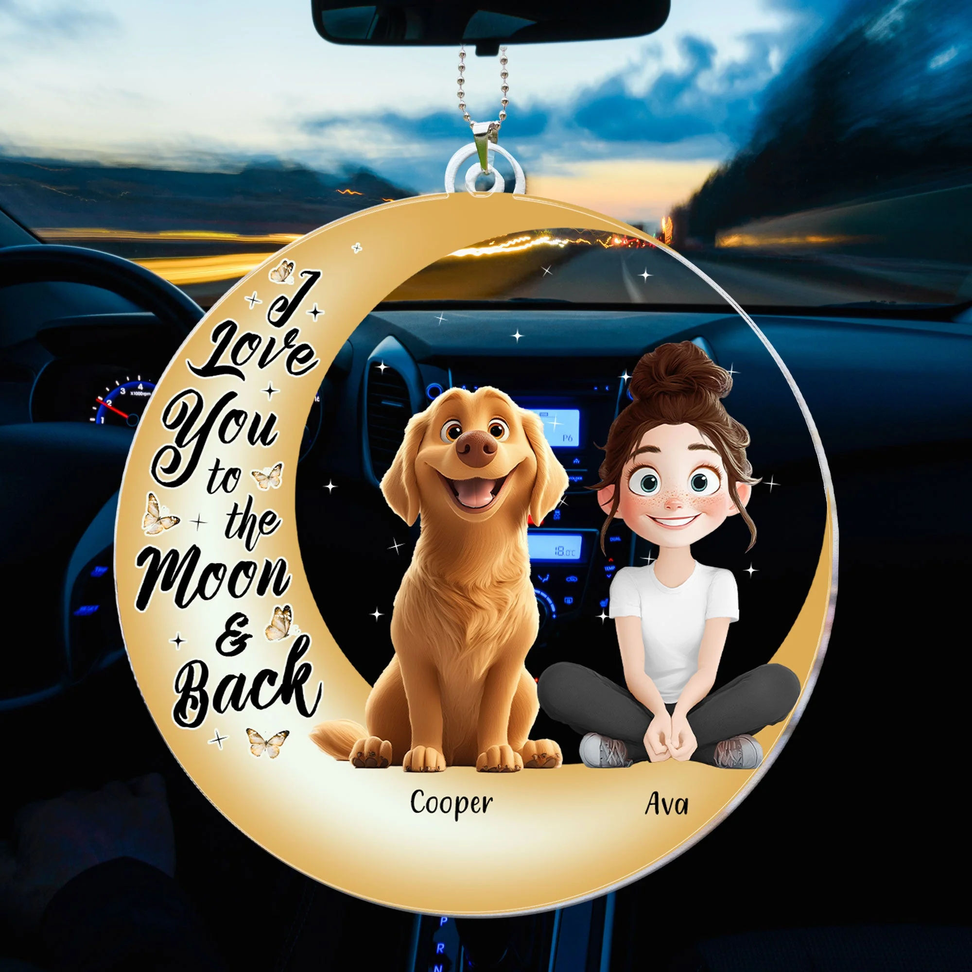 I Love You to the Moon and Back – Custom Acrylic Ornament Featuring You and Your Dog – Perfect Gift for Valentine’s Day or Pet Families - Image 10