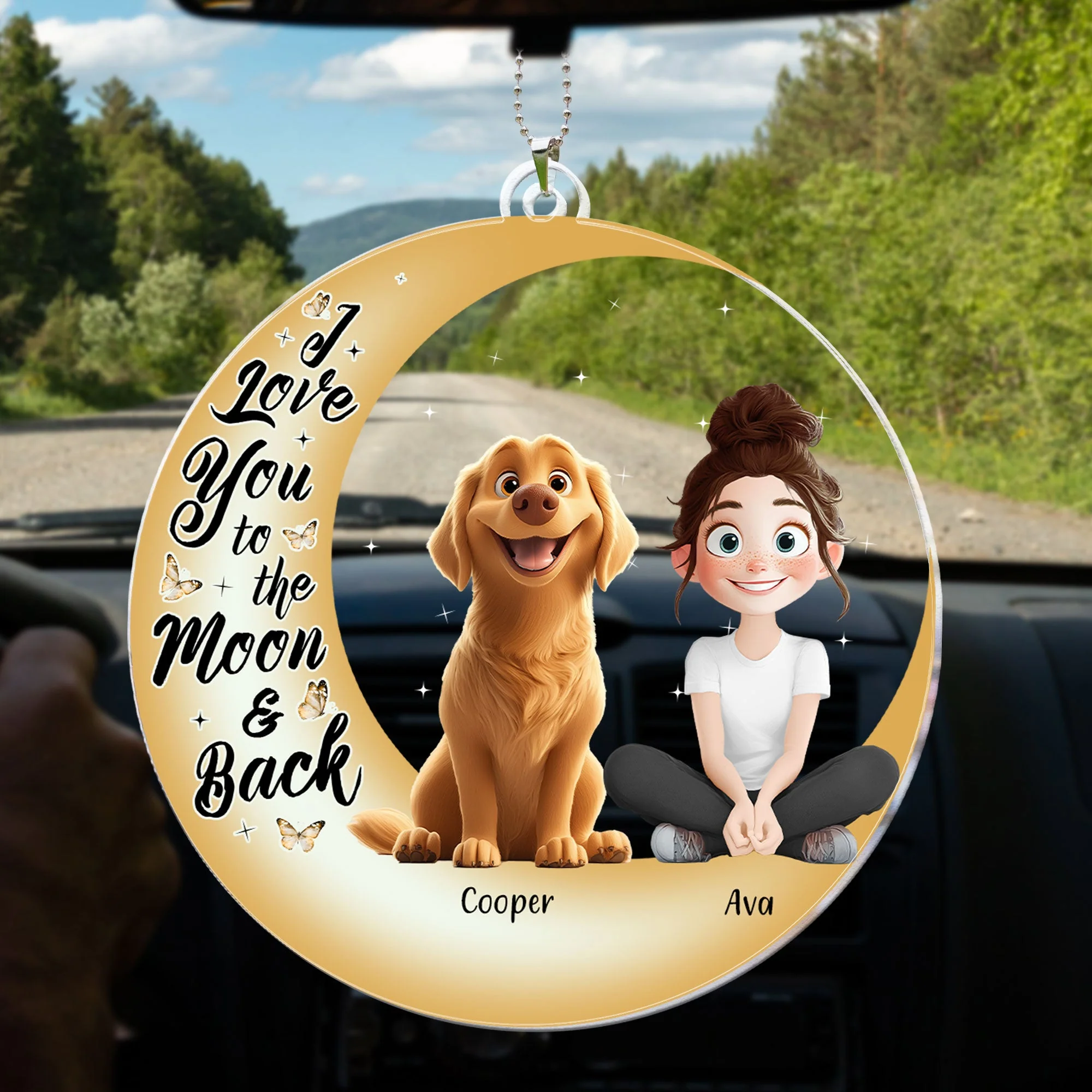I Love You to the Moon and Back – Custom Acrylic Ornament Featuring You and Your Dog – Perfect Gift for Valentine’s Day or Pet Families - Image 9