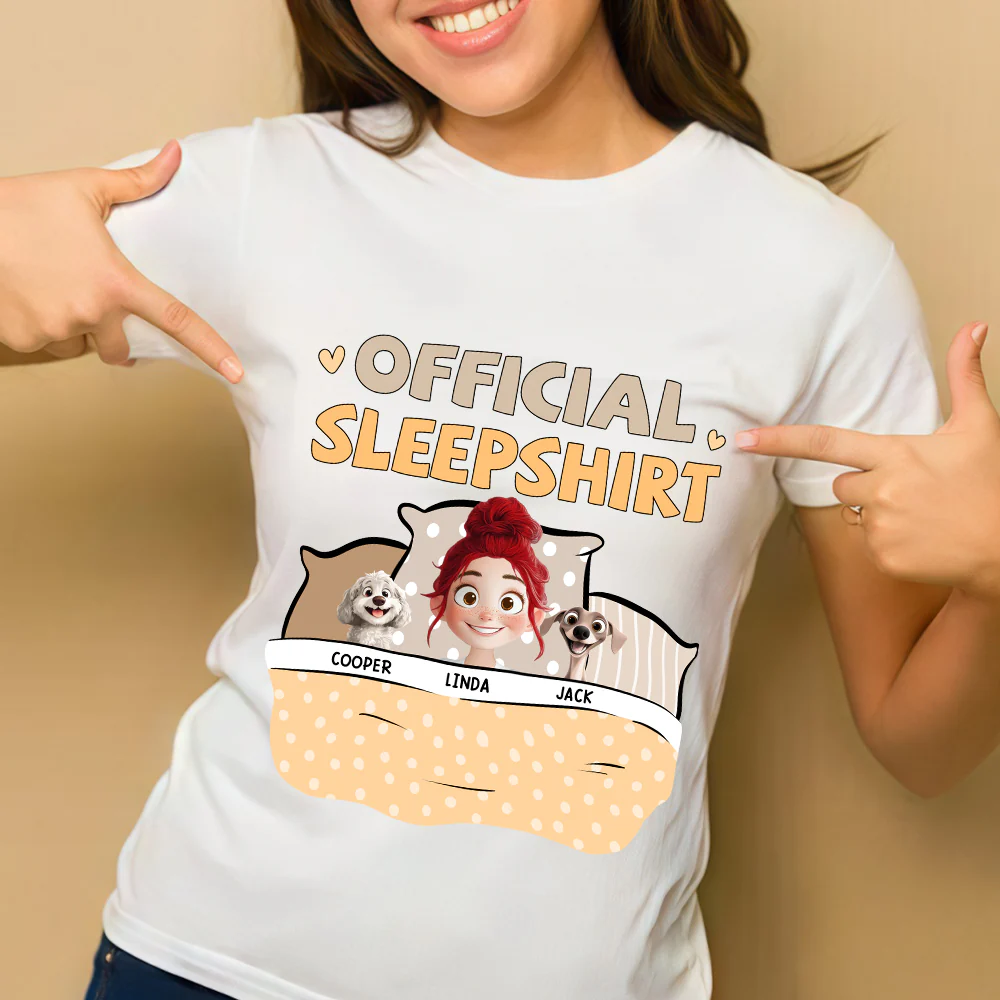 Personalized Dog Lover Sleep Shirt – Official Sleepshirt with Cute Design Featuring Pet Names, Ideal for Kids and Pet Lovers, Perfect for Birthdays or Casual Wear