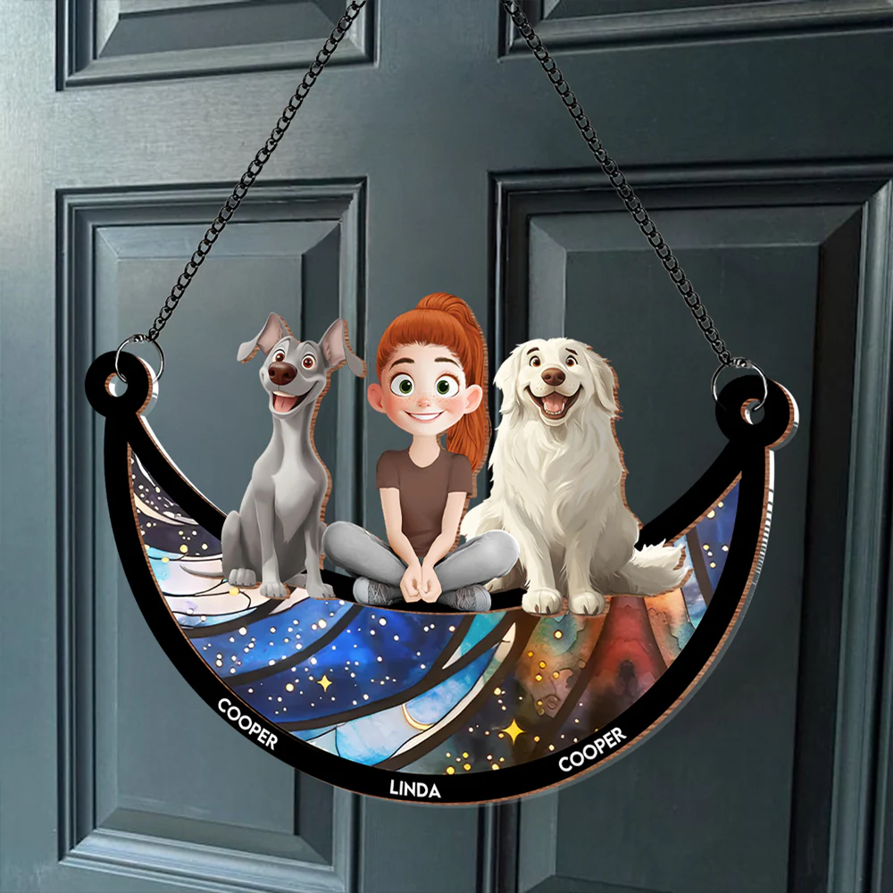 Personalized Dog Lovers Ornament – Cute Family Hanging with a Girl and Her Dogs, Perfect Gift for Dog Lovers, Ideal for Valentine's Day and Birthday, Wood and Acrylic Layered Ornament - Image 5