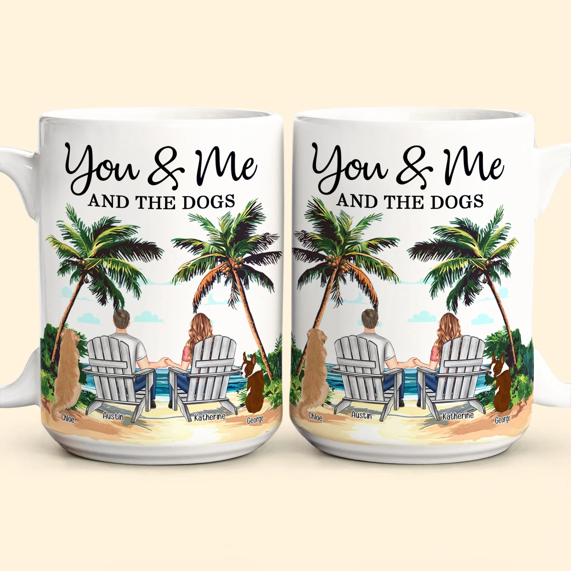 Personalized White Ceramic Mug – You & Me and the Dogs, Custom Mug for Couples with Their Dogs, Perfect Gift for Dog Lovers, - Image 10