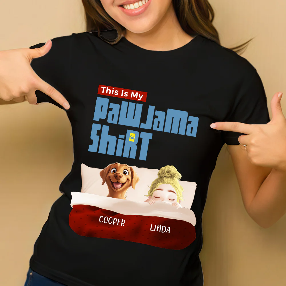 Custom Pawjama Shirt for Couples – Featuring Pets and Their Names, Ideal for Valentine’s Day or Special Occasions, Available in Classic Tee, Women Tee, Hoodie, and Sweatshirt - Image 3