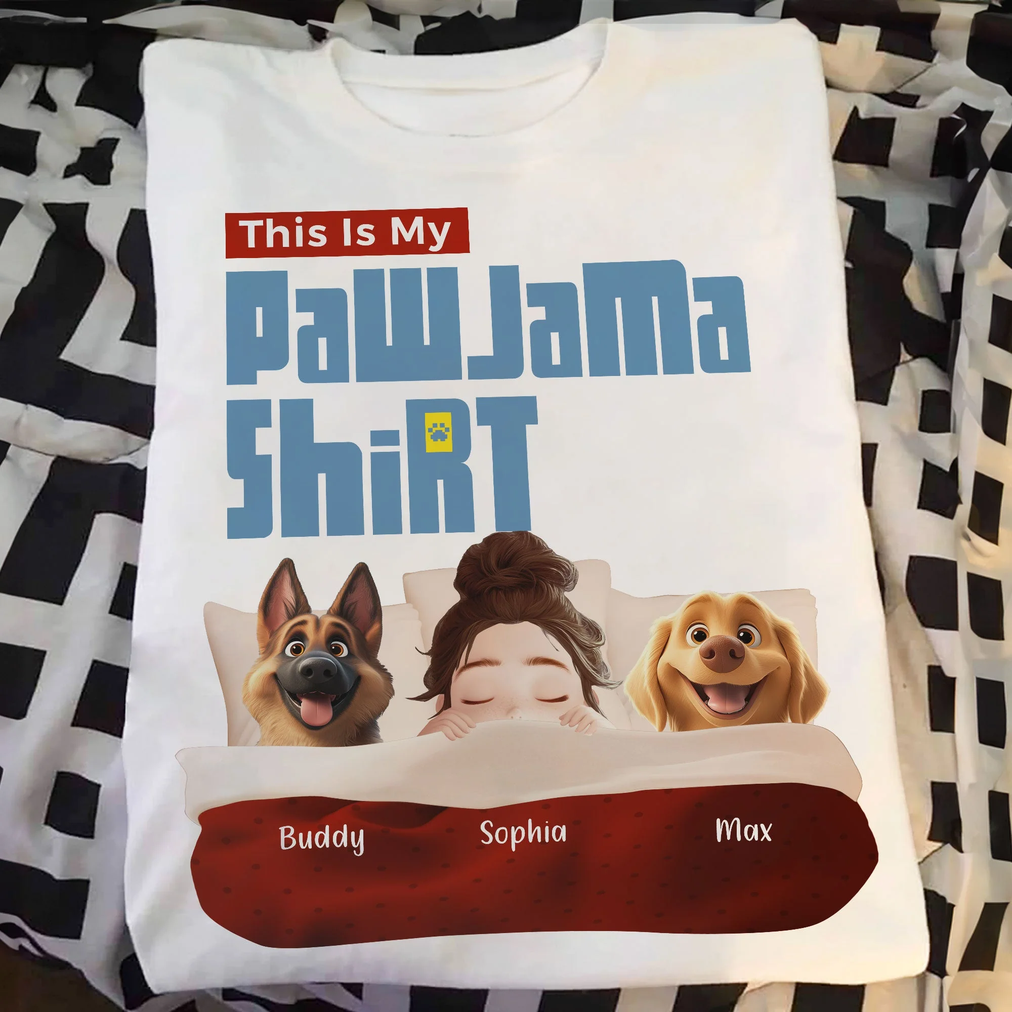 Custom Pawjama Shirt for Couples – Featuring Pets and Their Names, Ideal for Valentine’s Day or Special Occasions, Available in Classic Tee, Women Tee, Hoodie, and Sweatshirt - Image 6