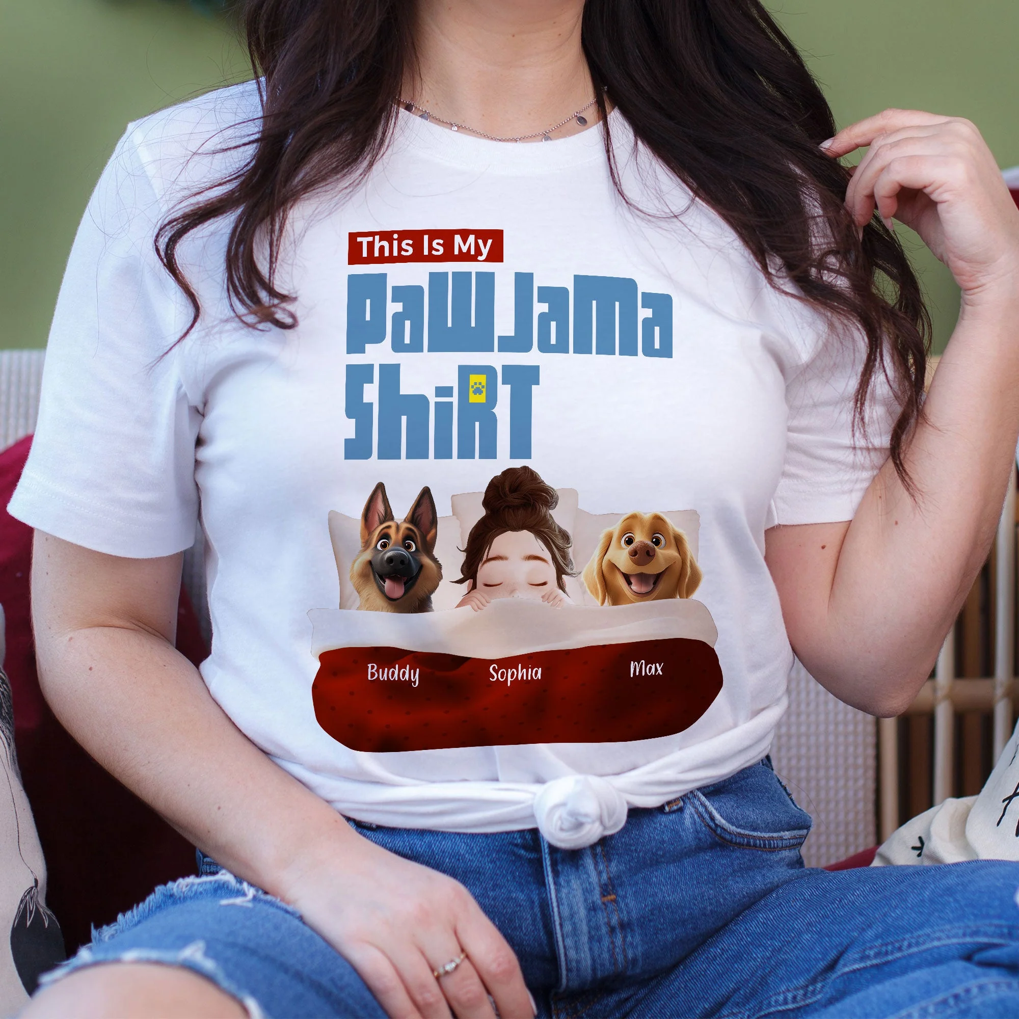 Custom Pawjama Shirt for Couples – Featuring Pets and Their Names, Ideal for Valentine’s Day or Special Occasions, Available in Classic Tee, Women Tee, Hoodie, and Sweatshirt - Image 7