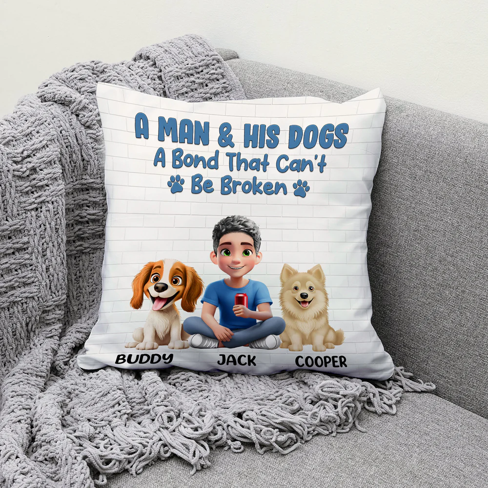 Personalized Square Pillow for Dog Moms and Dads – ‘Best Dog Mom/Dad Ever’ with Customizable Dog and Name - Image 3