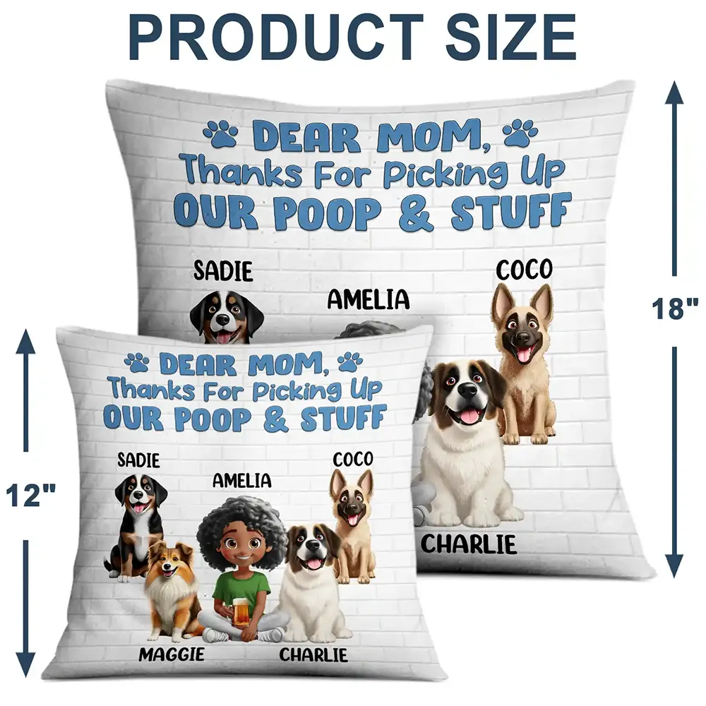 Personalized Square Pillow for Dog Moms and Dads – ‘Best Dog Mom/Dad Ever’ with Customizable Dog and Name - Image 4