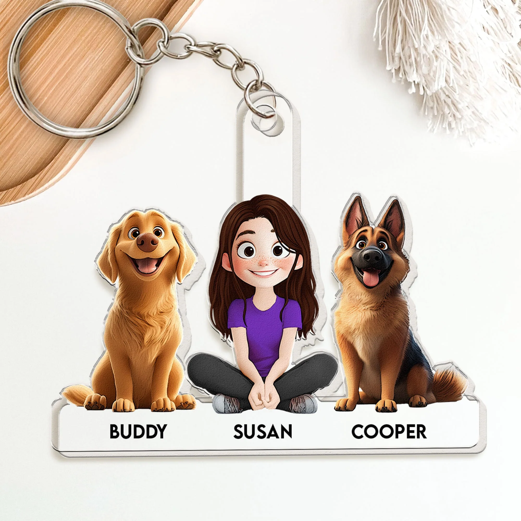Personalized Acrylic Keychain with Custom Family Pets – Featuring Your Dog and Family Member Names, Perfect Gift for Dog Lovers, Ideal for Any Occasion - Image 4
