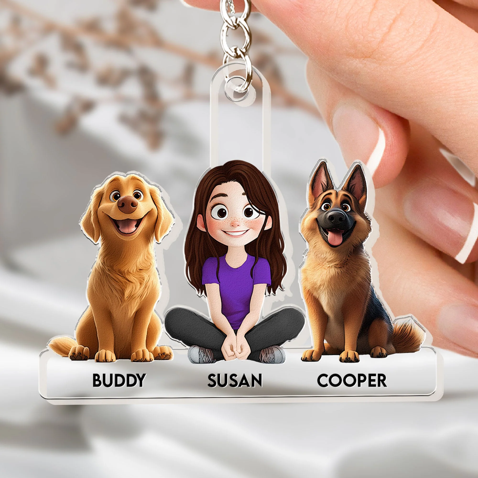 Personalized Acrylic Keychain with Custom Family Pets – Featuring Your Dog and Family Member Names, Perfect Gift for Dog Lovers, Ideal for Any Occasion - Image 5