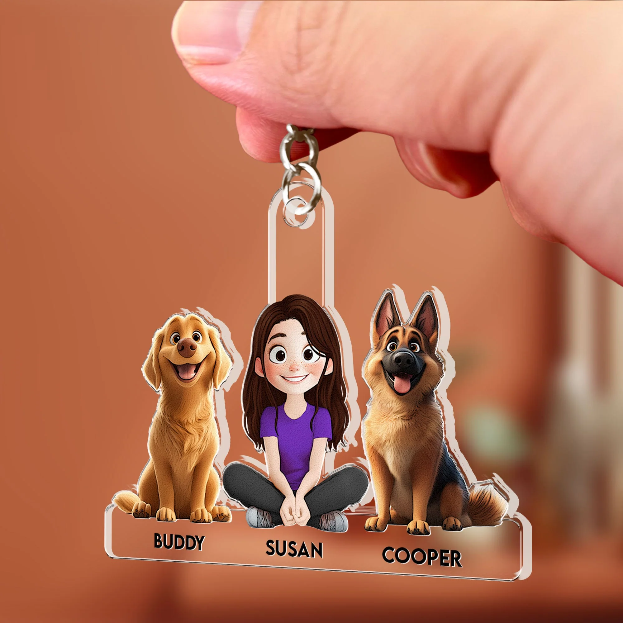 Personalized Acrylic Keychain with Custom Family Pets – Featuring Your Dog and Family Member Names, Perfect Gift for Dog Lovers, Ideal for Any Occasion - Image 6