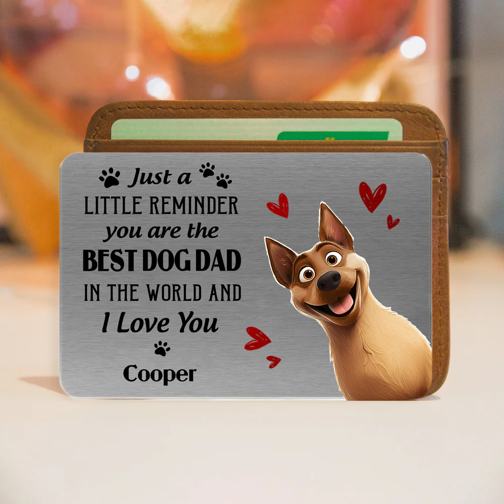 Customized Metal Wallet Card for Dog Dads – A Special Gift for Dog Lovers with Heartwarming Message and Husky Image - Image 2