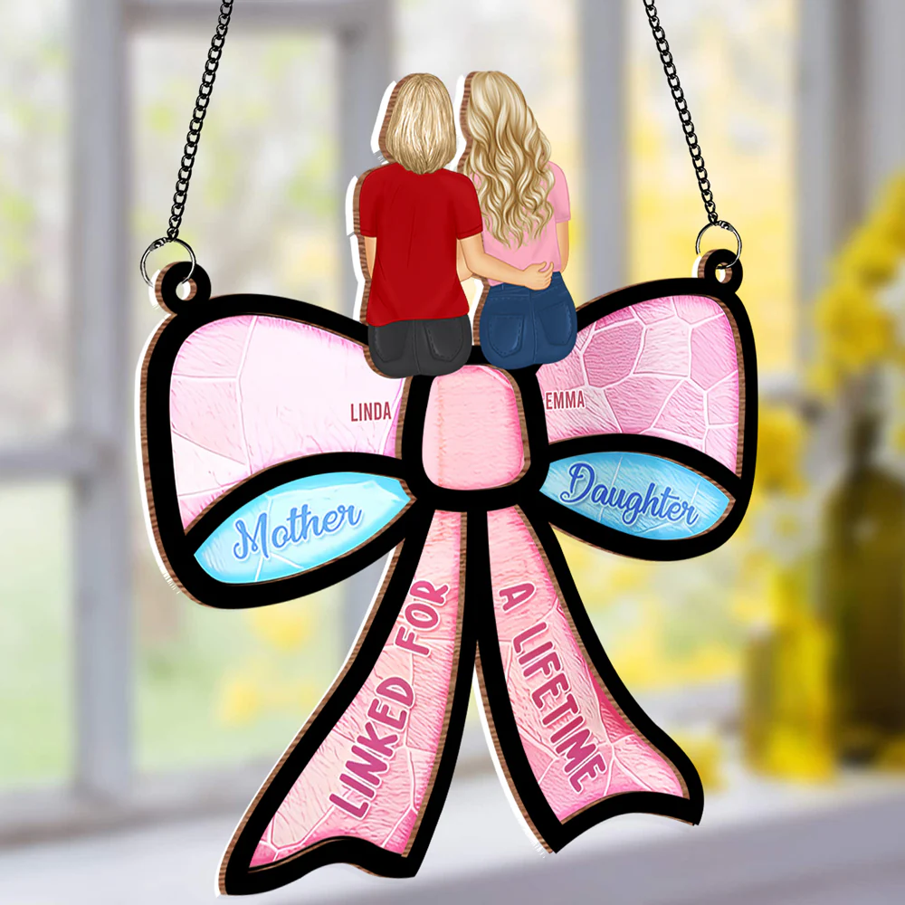 Mother & Daughter – Forever Linked Together - Personalized Wood and Acrylic Layered Ornament with Heartwarming Message, Perfect for Mother’s Day Gift - Image 3