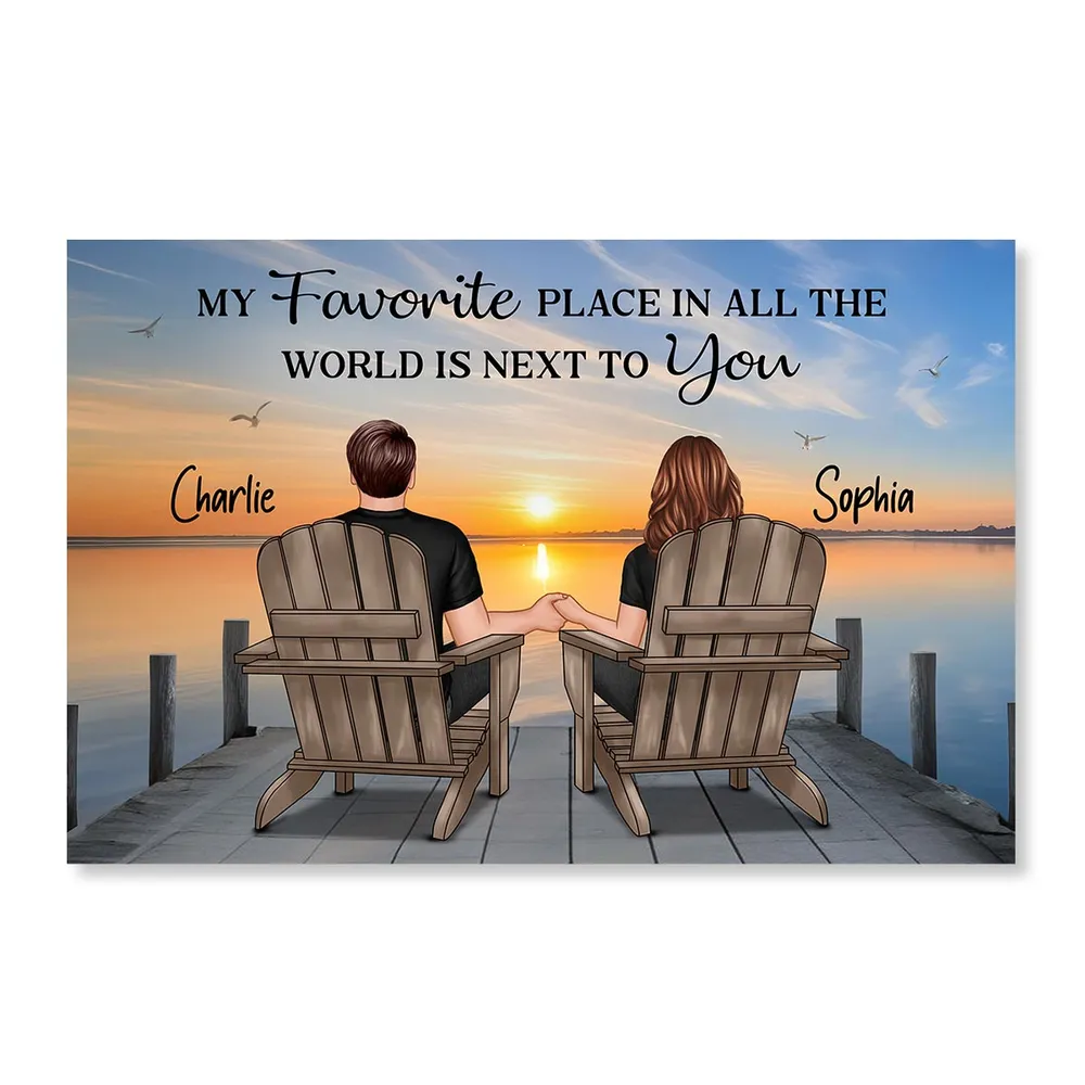 Couple with Pets on the Beach, Poster, Canvas, Keychain, Plaque, and Ornament, Perfect Gift for Her and Dog Loves - Image 4