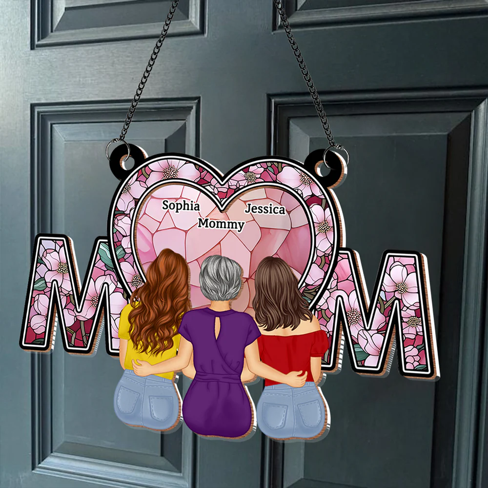 Wood and Acrylic Layered MOM Ornament – Heartwarming Custom Keepsake for Mom with Stained Glass Effect - Image 5