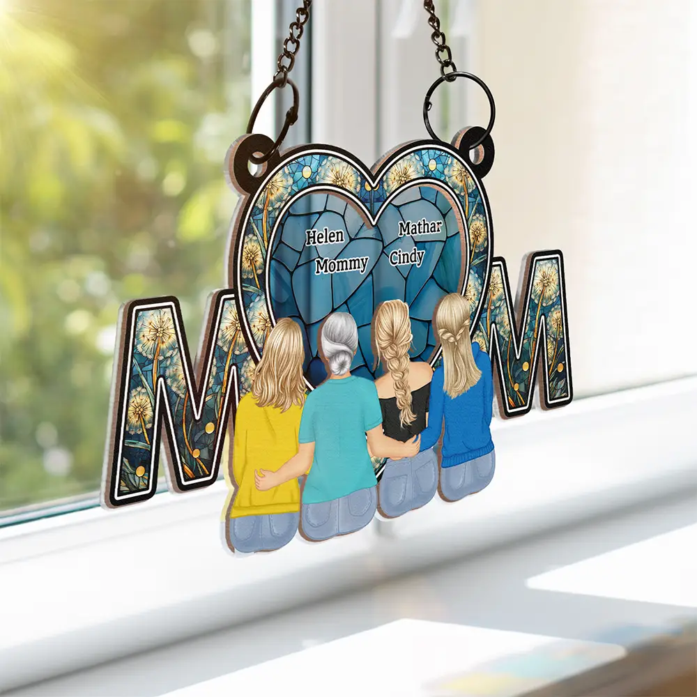 Wood and Acrylic Layered MOM Ornament – Heartwarming Custom Keepsake for Mom with Stained Glass Effect - Image 8