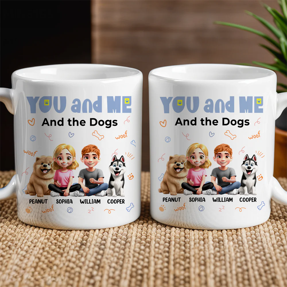 You and Me and the Dogs - Personalized Ceramic Mug for Couples & Dog Lovers, Cute Custom Gift for Valentine's Day & Anniversaries - Image 2