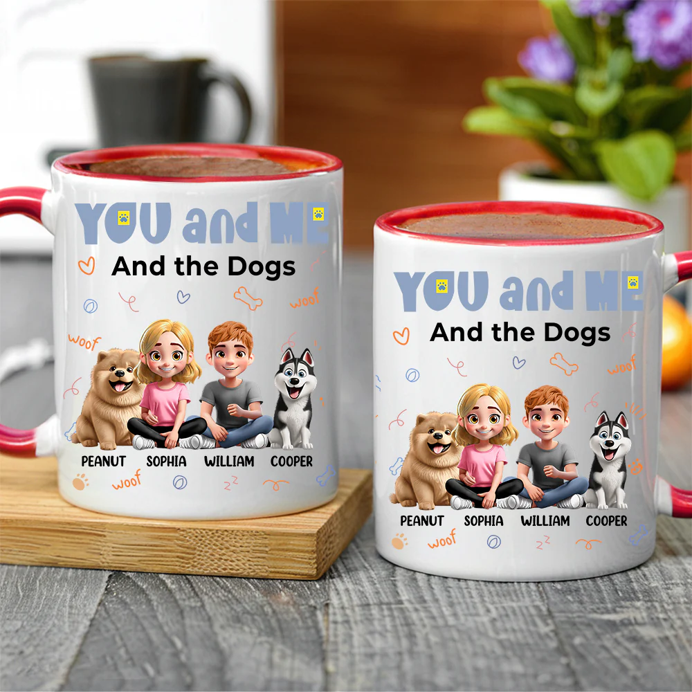 You and Me and the Dogs - Personalized Ceramic Mug for Couples & Dog Lovers, Cute Custom Gift for Valentine's Day & Anniversaries - Image 3