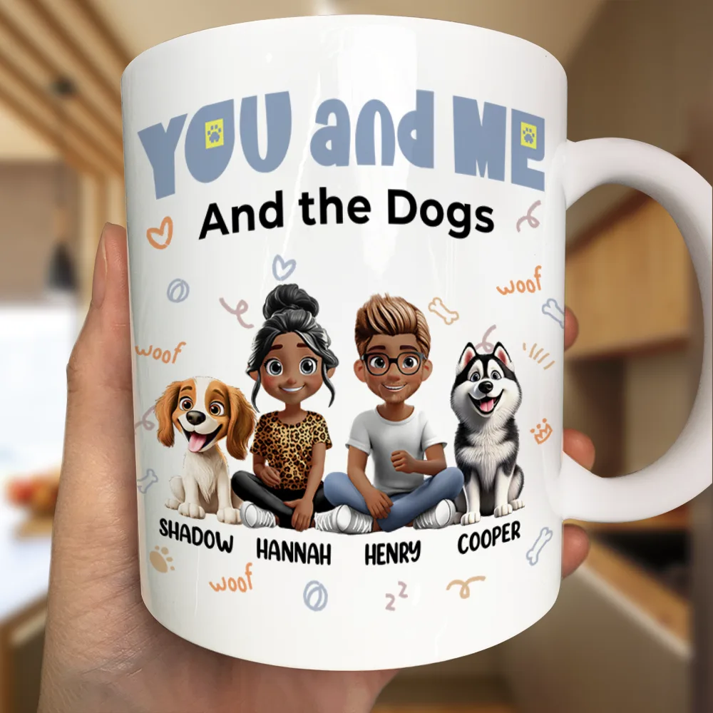 You and Me and the Dogs - Personalized Ceramic Mug for Couples & Dog Lovers, Cute Custom Gift for Valentine's Day & Anniversaries - Image 6