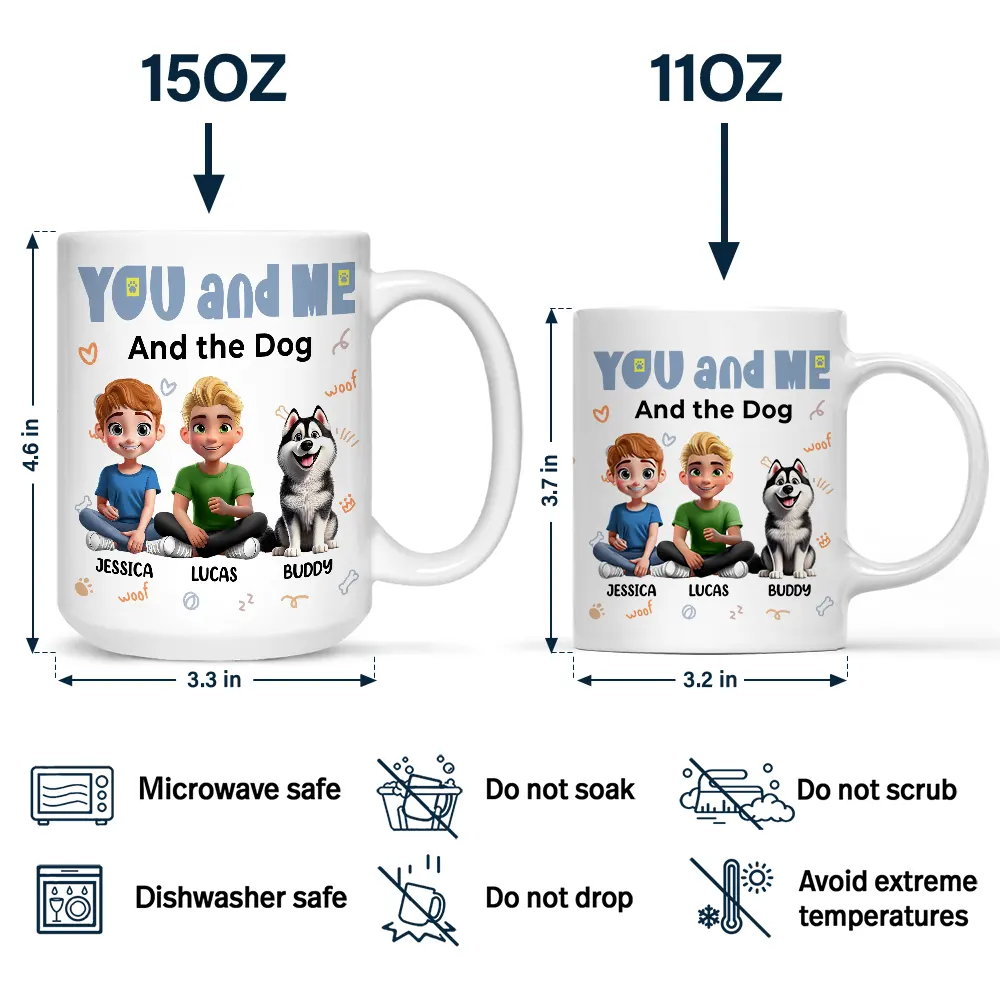 You and Me and the Dogs - Personalized Ceramic Mug for Couples & Dog Lovers, Cute Custom Gift for Valentine's Day & Anniversaries - Image 7