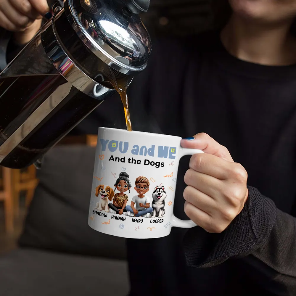 You and Me and the Dogs - Personalized Ceramic Mug for Couples & Dog Lovers, Cute Custom Gift for Valentine's Day & Anniversaries - Image 8