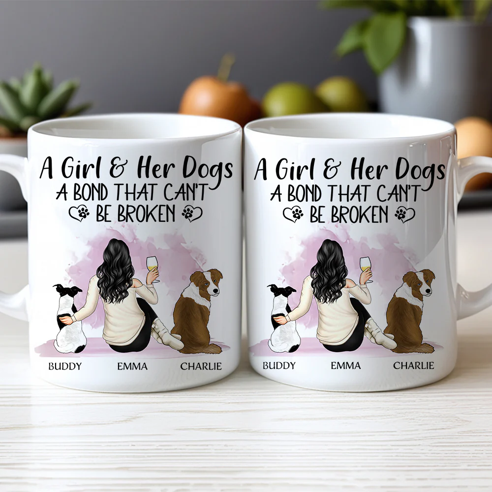 A Girl & Her Dogs – A Heartwarming Bond with Custom Names, Perfect Gift for Dog Lovers,for Mother’s Day or Birthday - Image 3
