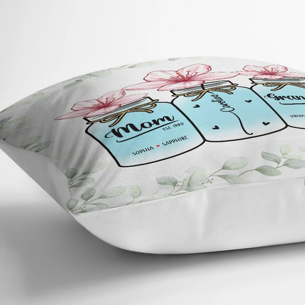 Personalized Family Square Pillow – Custom Name & Birth Flower Design for Mom & Grandma, Sentimental Home Decor, Cozy Cushion Gift - Image 5