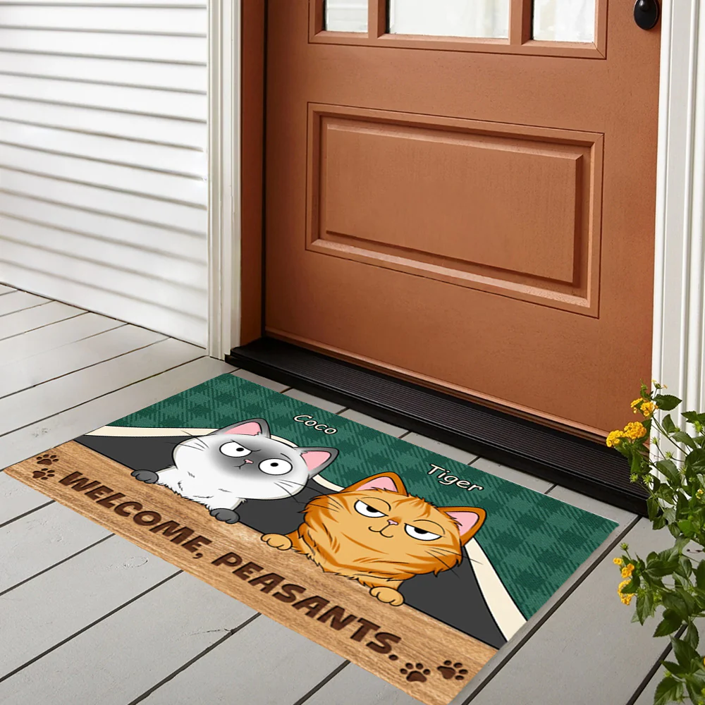 Personalized Funny Cat Doormat – Cute Pet Illustration, Premium or Standard Doormat, Perfect for Pet Owners’ Homes, Funny Housewarming Gift - Image 3