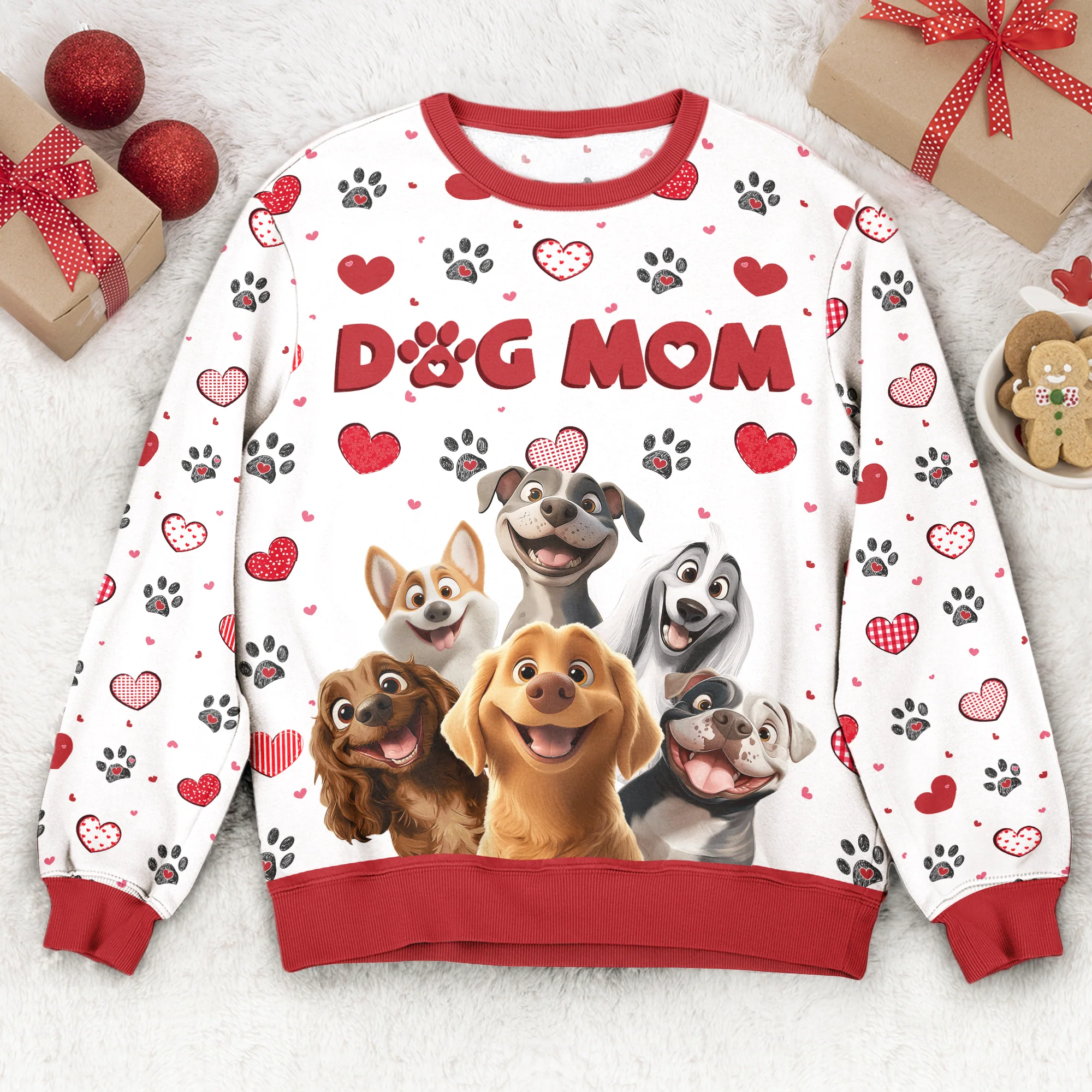 Dog Mom Cozy Sweatshirt - Pet Parent Winter Gift, Canine Print - Image 4