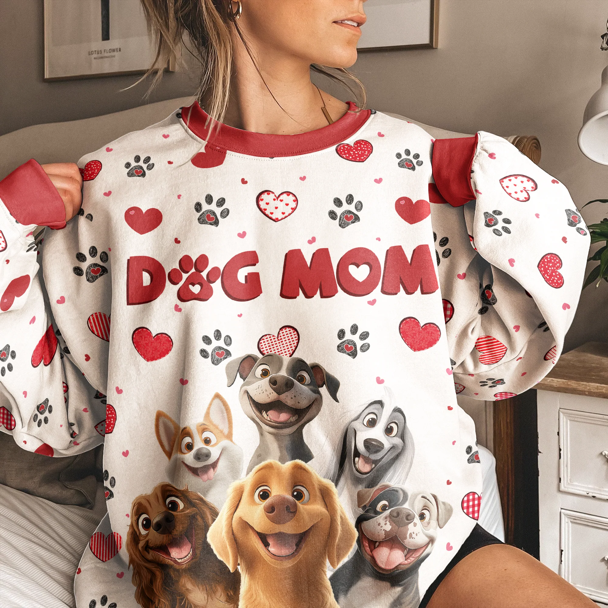 Dog Mom Cozy Sweatshirt - Pet Parent Winter Gift, Canine Print - Image 5