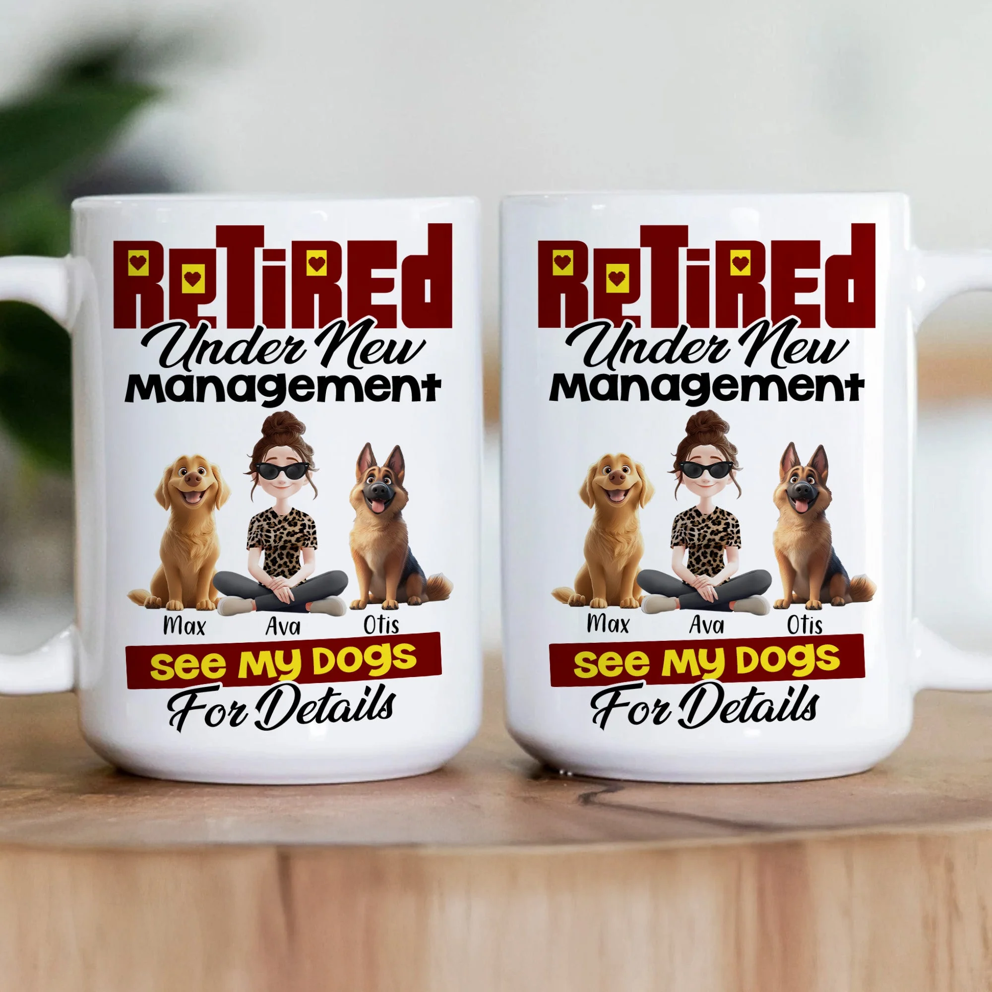 Custom Dog Lover Mug - Retirement-Themed Personalized Cup Featuring Pets and Owner, Funny Gift for Dog Moms & Dads - Image 7