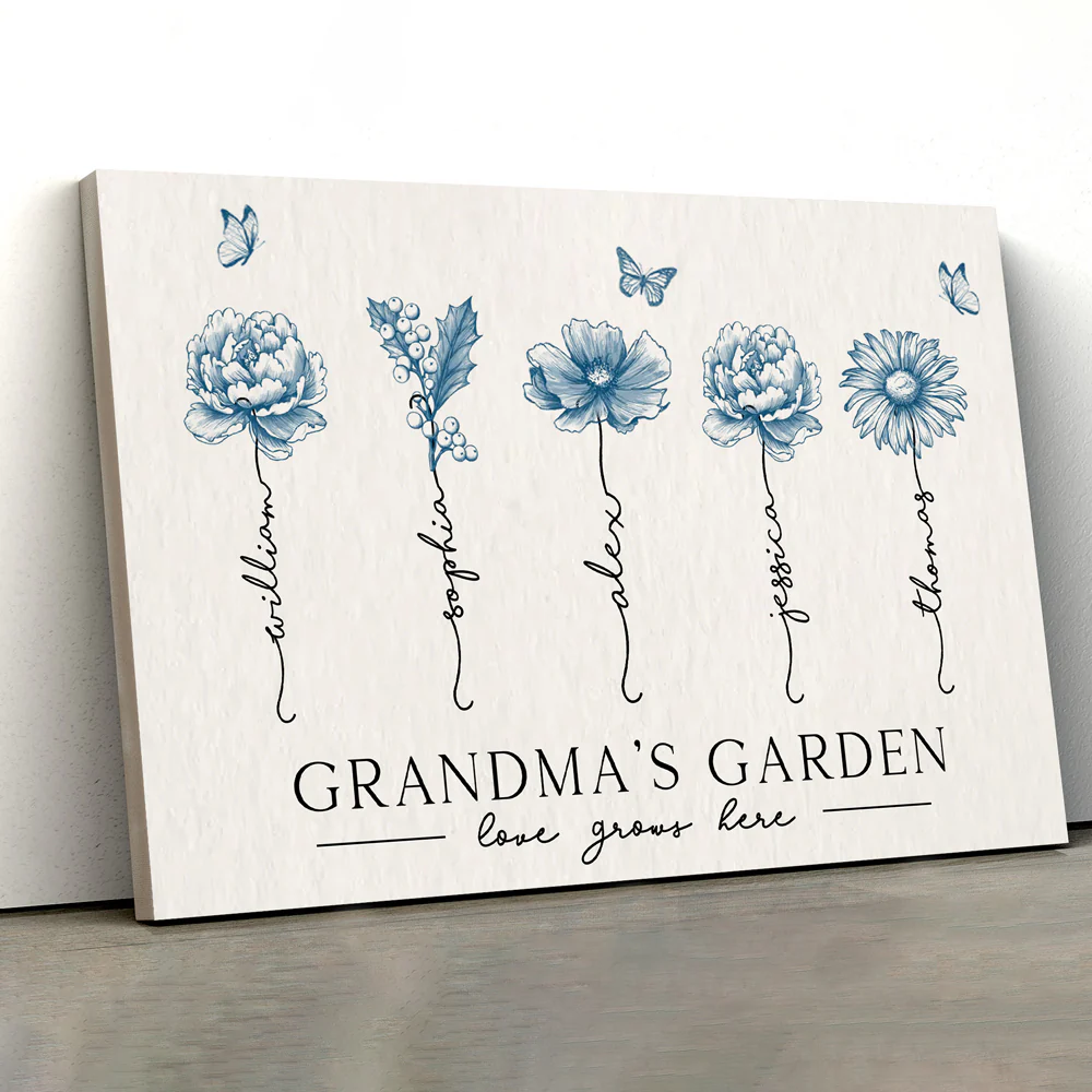 Personalized Grandma’s Garden Poster – Birth Month Flower Art with Grandkids' Names, Perfect  Gift for Mother or Grandma - Image 6