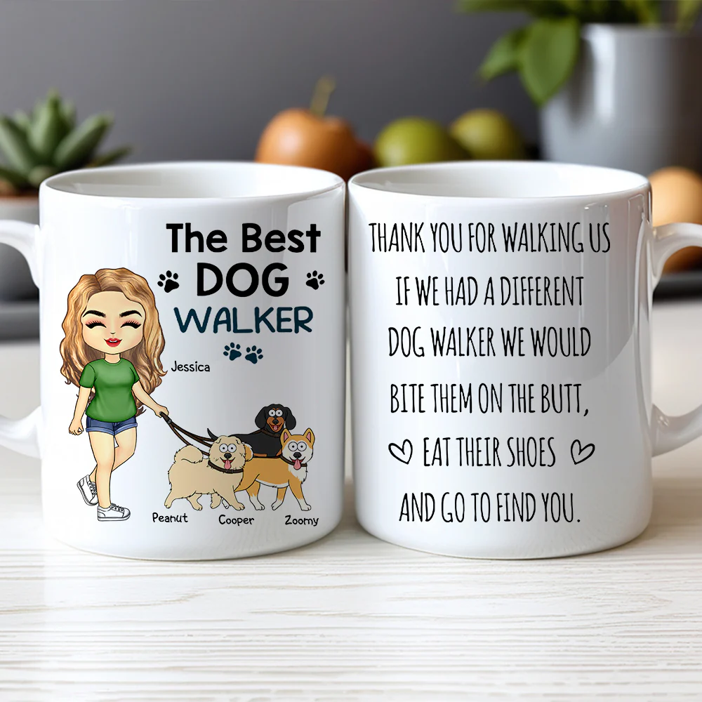 Thank You for Walking Me – Hilarious Personalized White Ceramic Mug for Dog Walkers, Customizable with Dog, Perfect Gift for Pet Lovers - Image 2