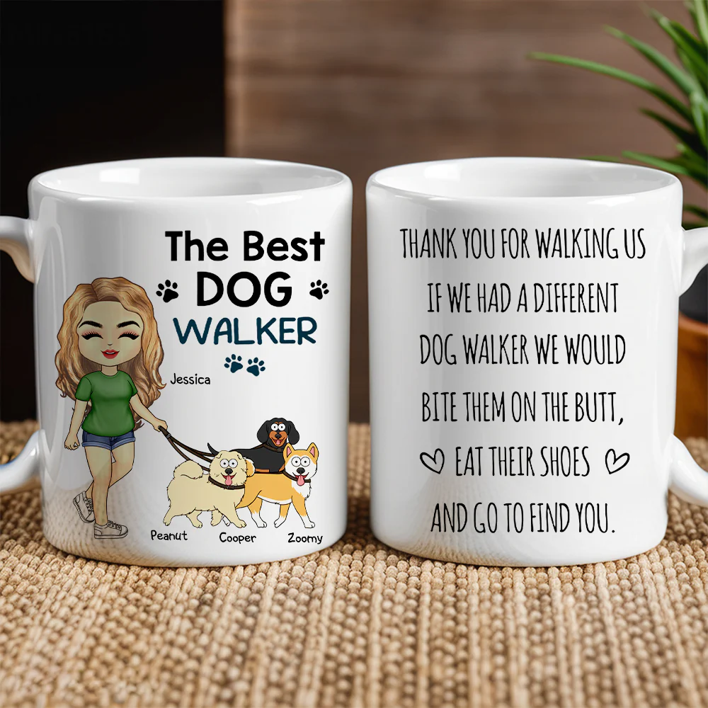 Thank You for Walking Me – Hilarious Personalized White Ceramic Mug for Dog Walkers, Customizable with Dog, Perfect Gift for Pet Lovers - Image 5