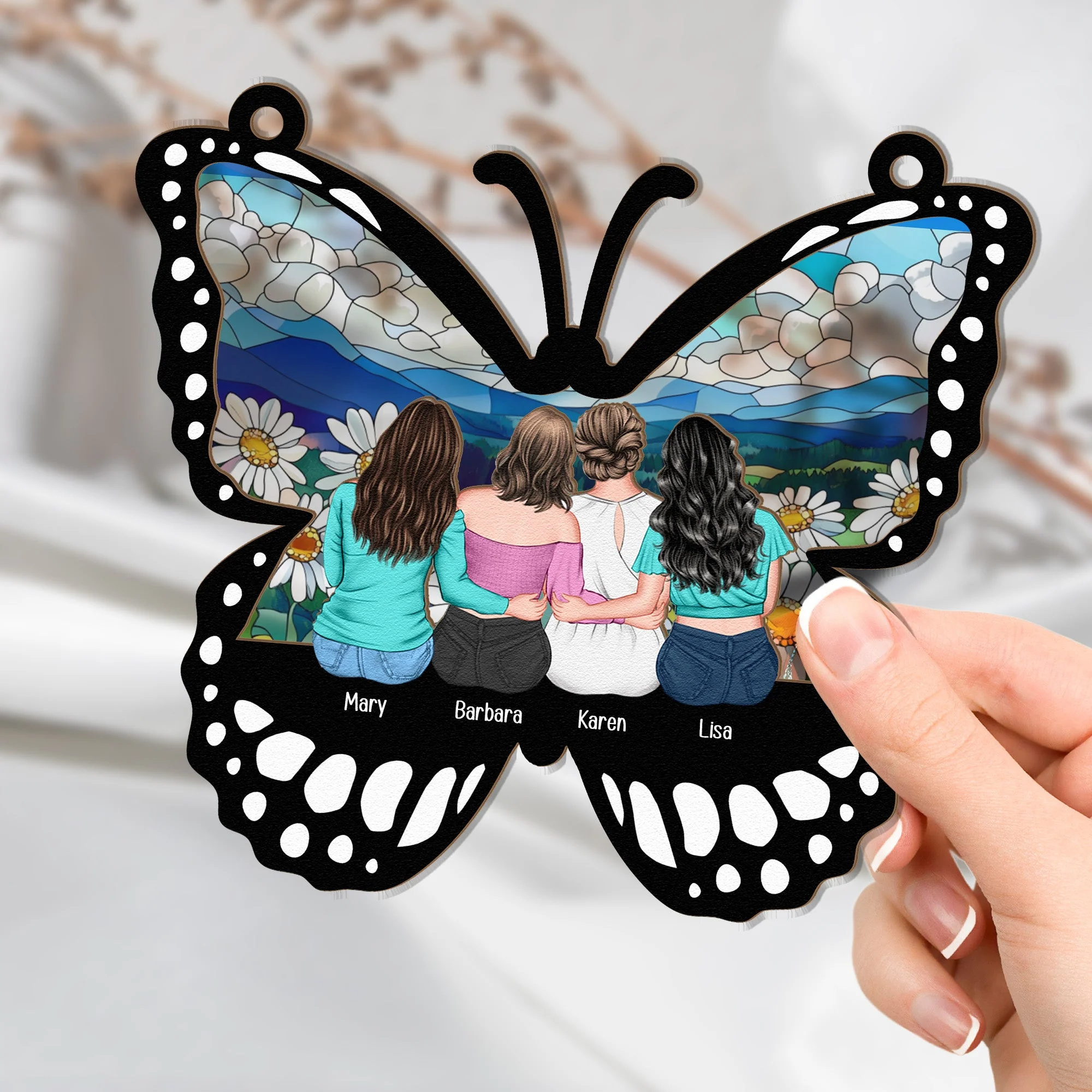 Personalized Butterfly Ornament for Mother’s Day – Custom Wood and Acrylic Layered Design with Family Names – Heartfelt Gift for Mom from Daughter - Image 6