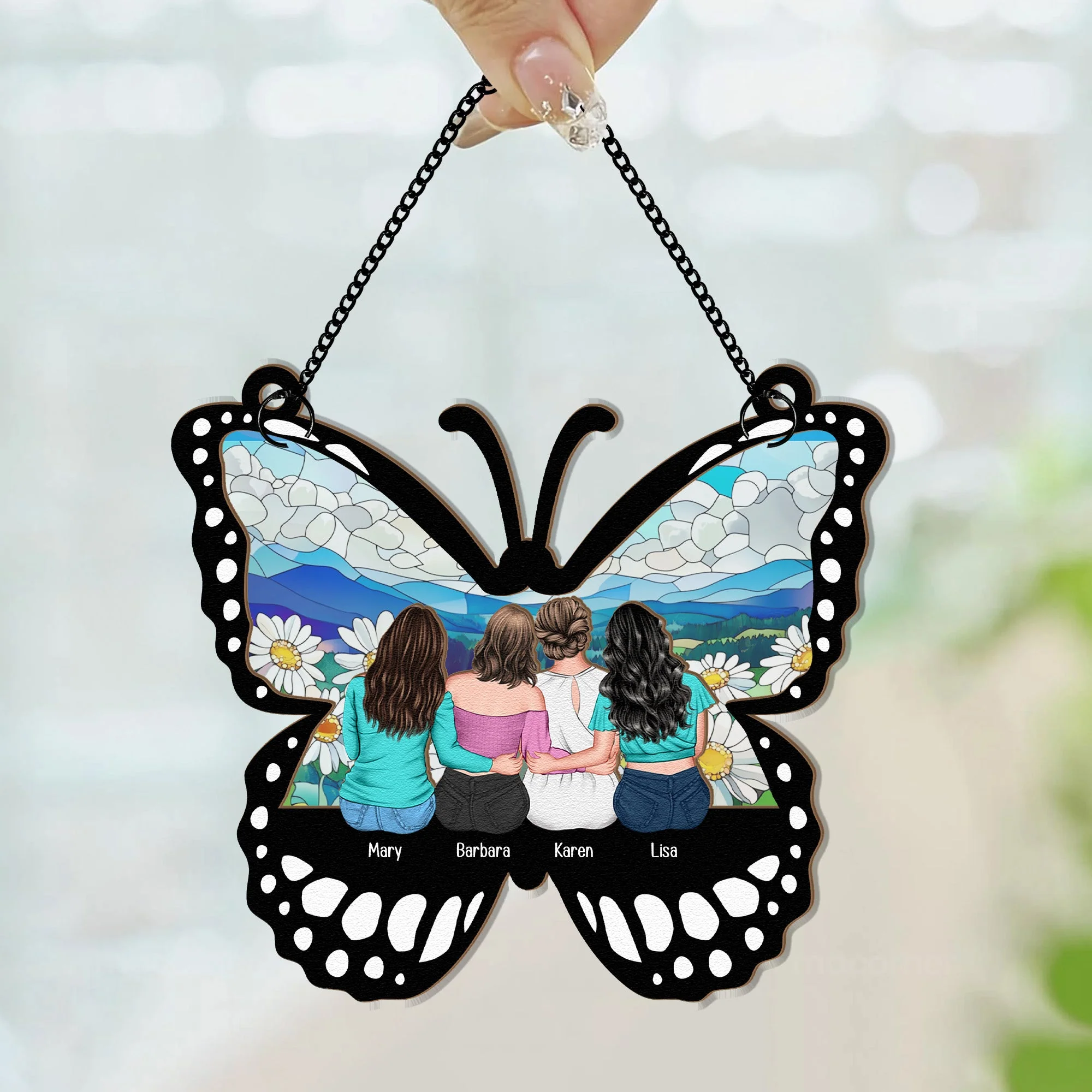 Personalized Butterfly Ornament for Mother’s Day – Custom Wood and Acrylic Layered Design with Family Names – Heartfelt Gift for Mom from Daughter - Image 7