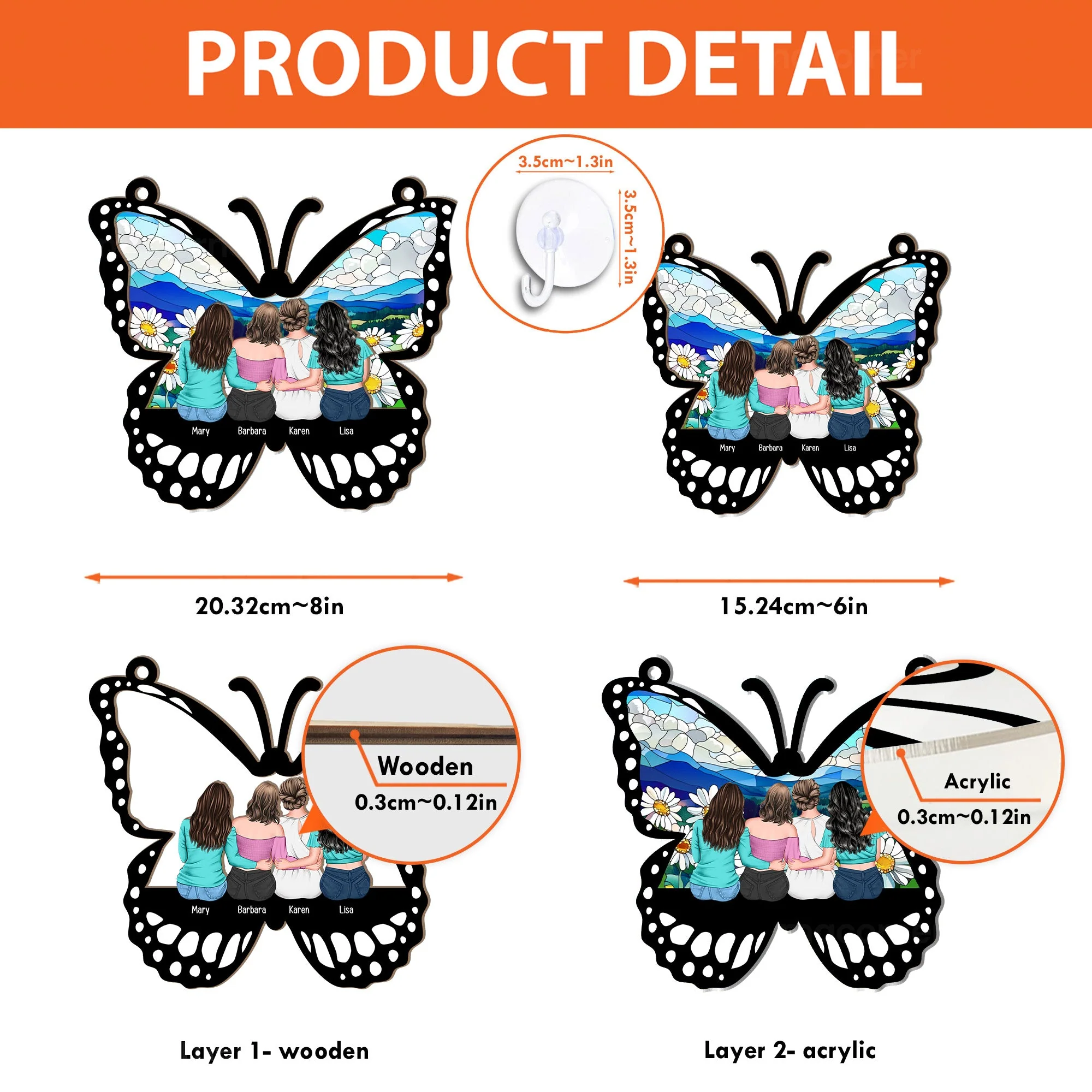 Personalized Butterfly Ornament for Mother’s Day – Custom Wood and Acrylic Layered Design with Family Names – Heartfelt Gift for Mom from Daughter - Image 8