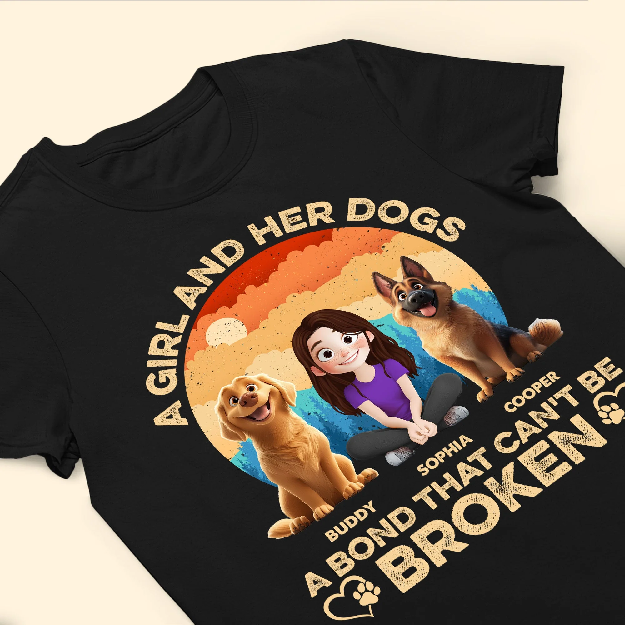 A Bond That Can’t Be Broken - Customizable Classic Tee for Dog Lovers, Featuring Dogs and Their Names - Image 7