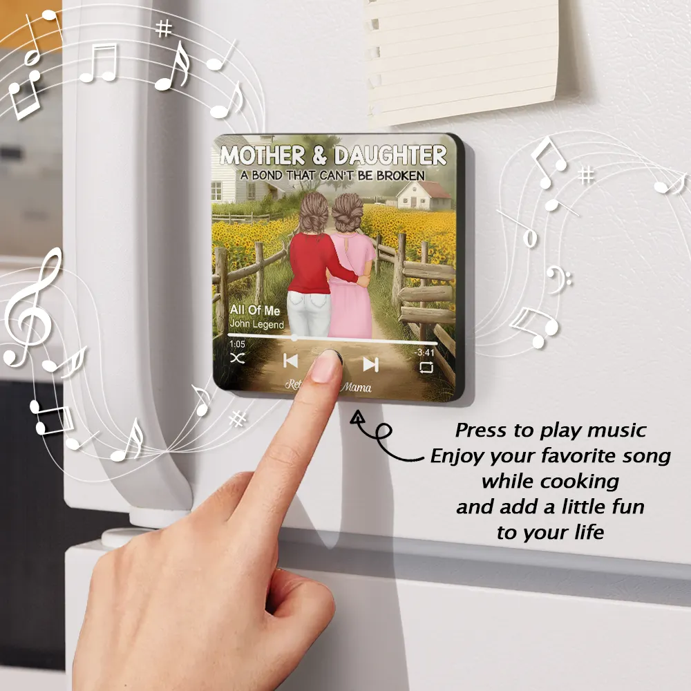 A Bond That Can't Be Broken – Personalized Music Magnet with Sunflower Scene – Perfect for Mother-Daughter Gifts - Image 4