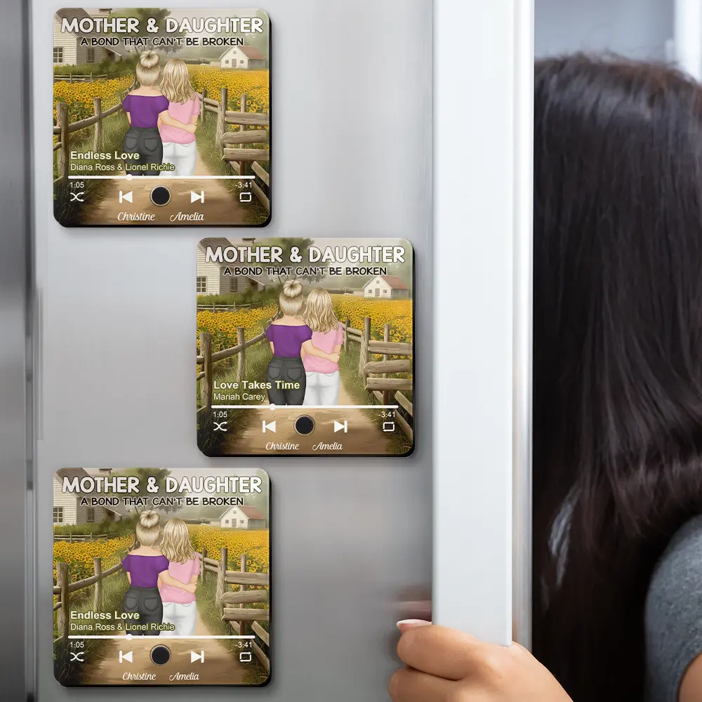 A Bond That Can't Be Broken – Personalized Music Magnet with Sunflower Scene – Perfect for Mother-Daughter Gifts - Image 5