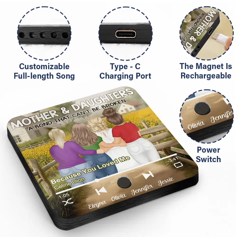 A Bond That Can't Be Broken – Personalized Music Magnet with Sunflower Scene – Perfect for Mother-Daughter Gifts - Image 6