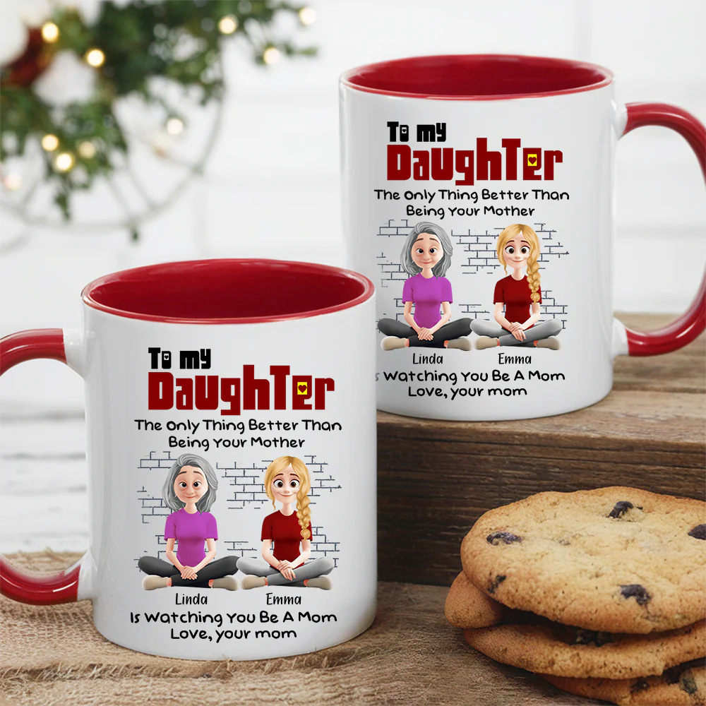 To My Daughter – Personalized White Ceramic Mug with Custom Names, Heartfelt Gift for Mother and Daughter on Special Occasions - Image 2
