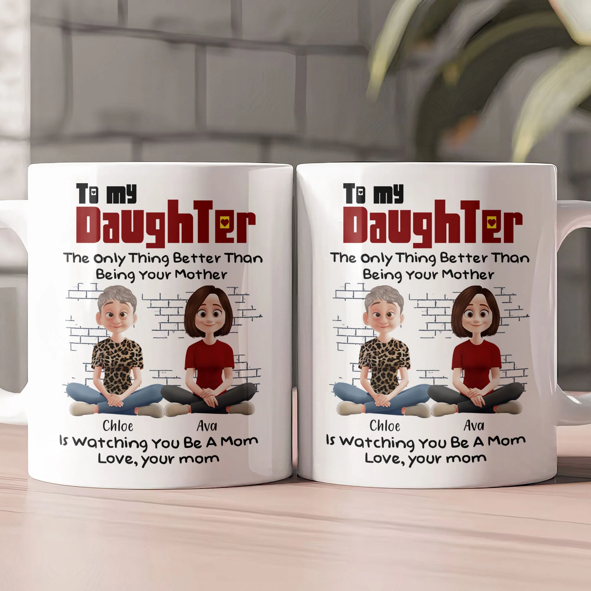 To My Daughter – Personalized White Ceramic Mug with Custom Names, Heartfelt Gift for Mother and Daughter on Special Occasions - Image 6