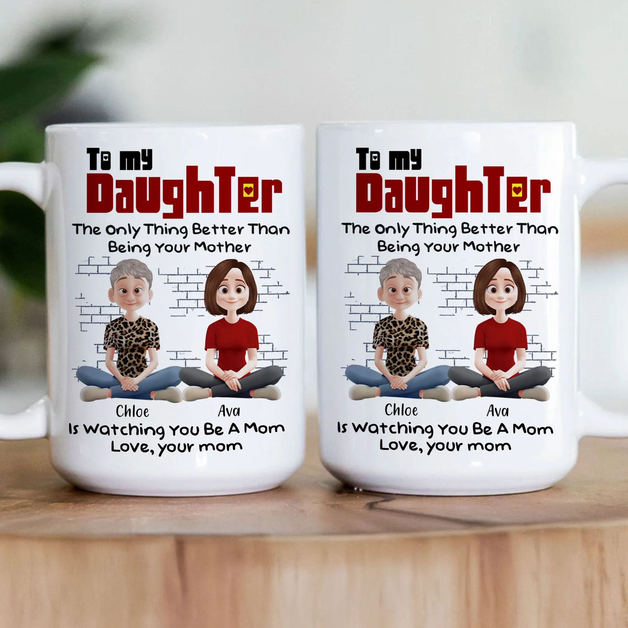 To My Daughter – Personalized White Ceramic Mug with Custom Names, Heartfelt Gift for Mother and Daughter on Special Occasions - Image 7