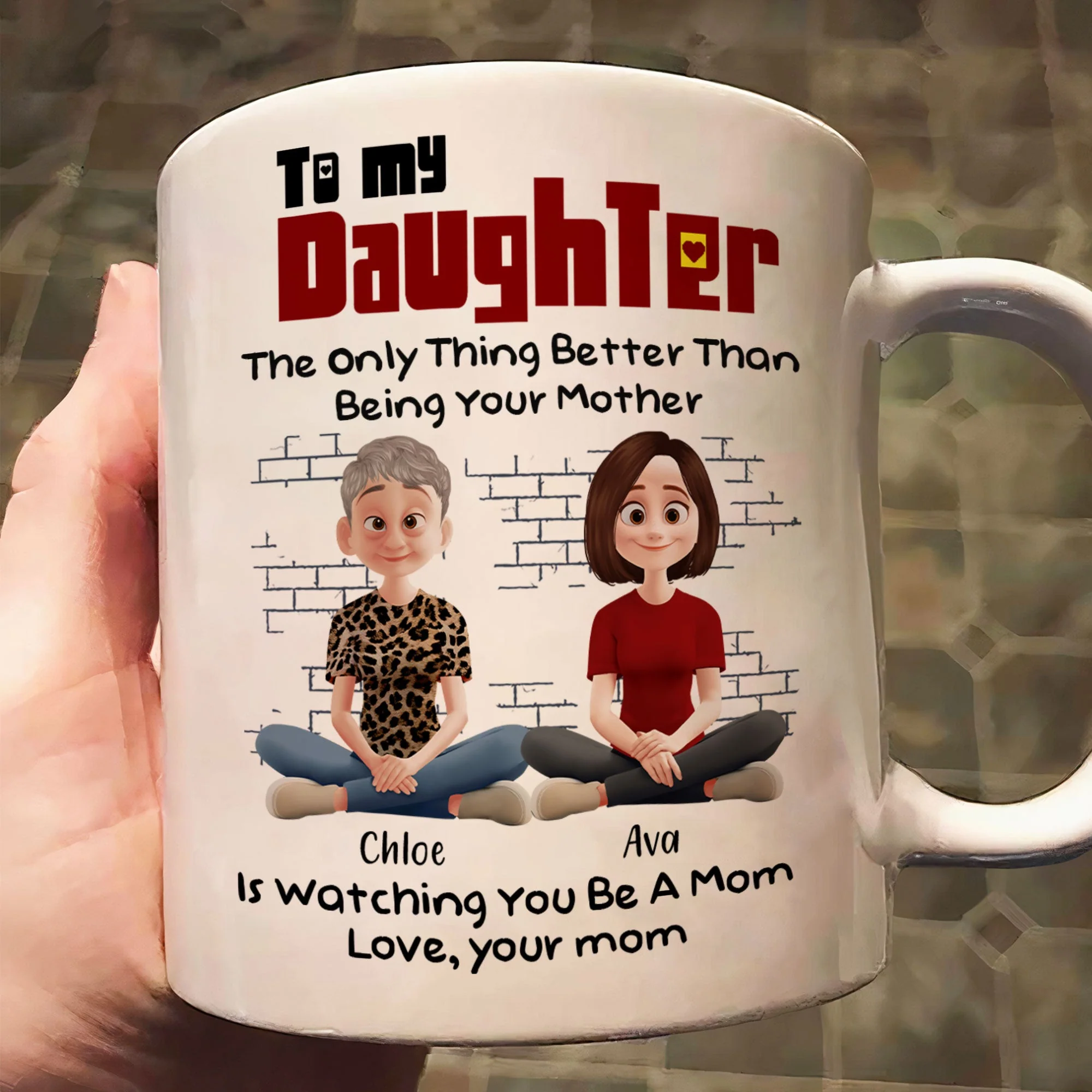 To My Daughter – Personalized White Ceramic Mug with Custom Names, Heartfelt Gift for Mother and Daughter on Special Occasions - Image 9