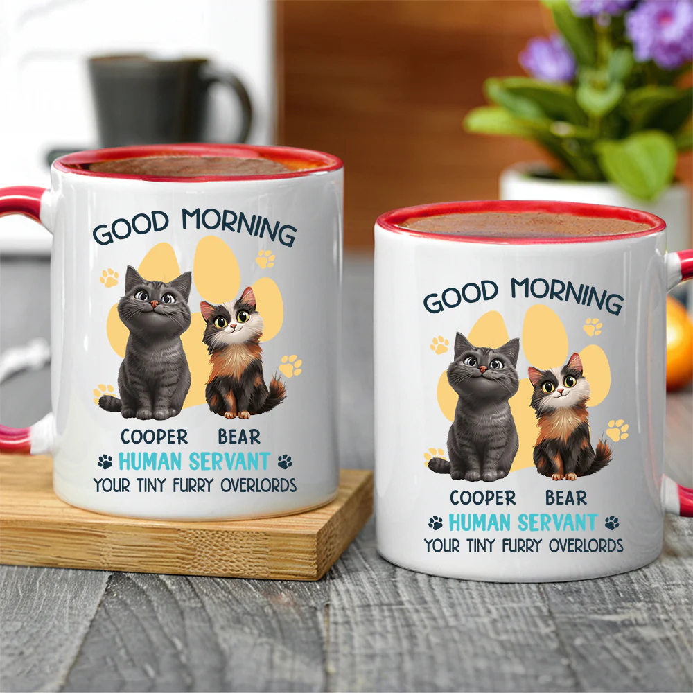 Say Hello to Your Tiny Furry Overlord – Customizable Good Morning Mug for Cat Lovers, Featuring Your Cat’s Name, Great Gift for Cat Owners, Available in White Ceramic Mug or Two-Tone Mug - Image 5