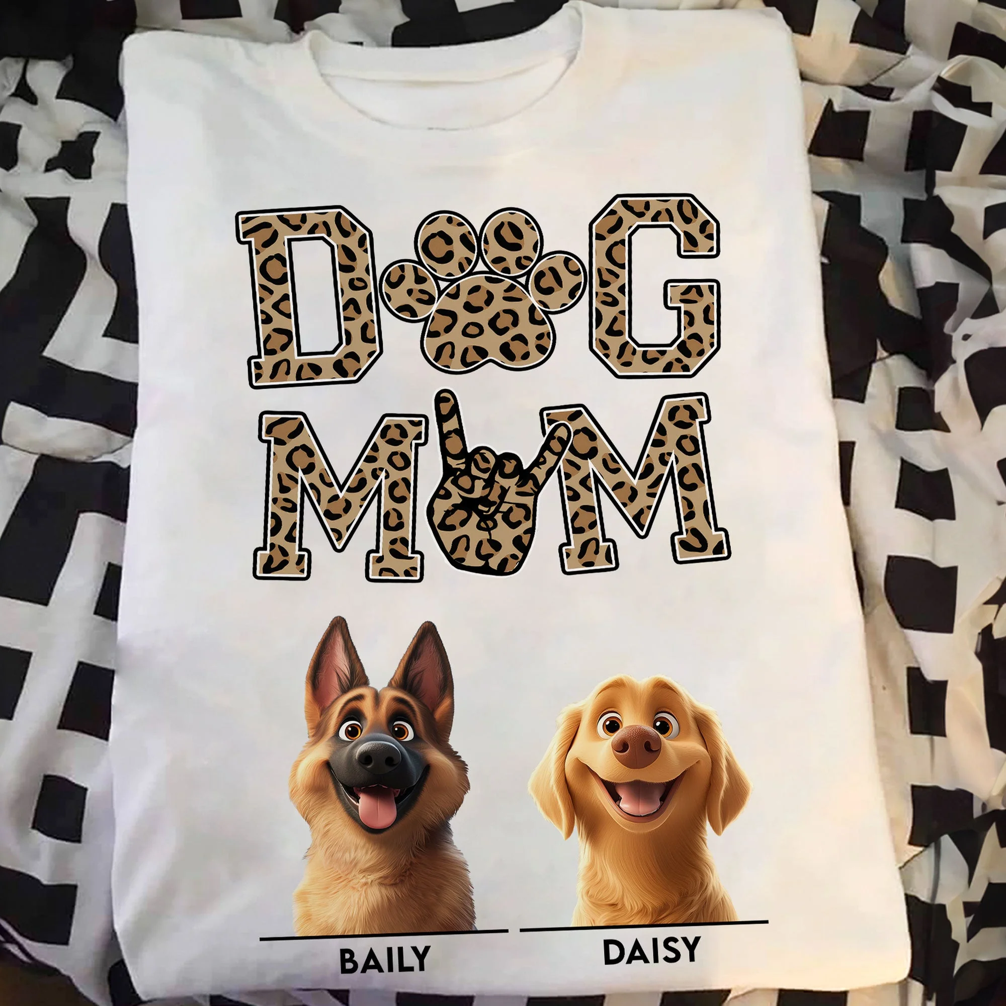 Personalized Dog Mom T-Shirt with Custom Dog Faces - Image 4